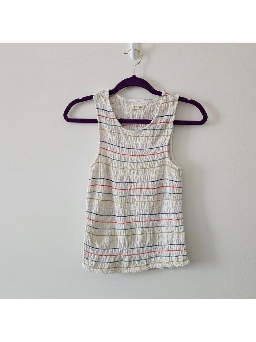 MADEWELL Rainbow Stitch Smocked Tank Top Size XS